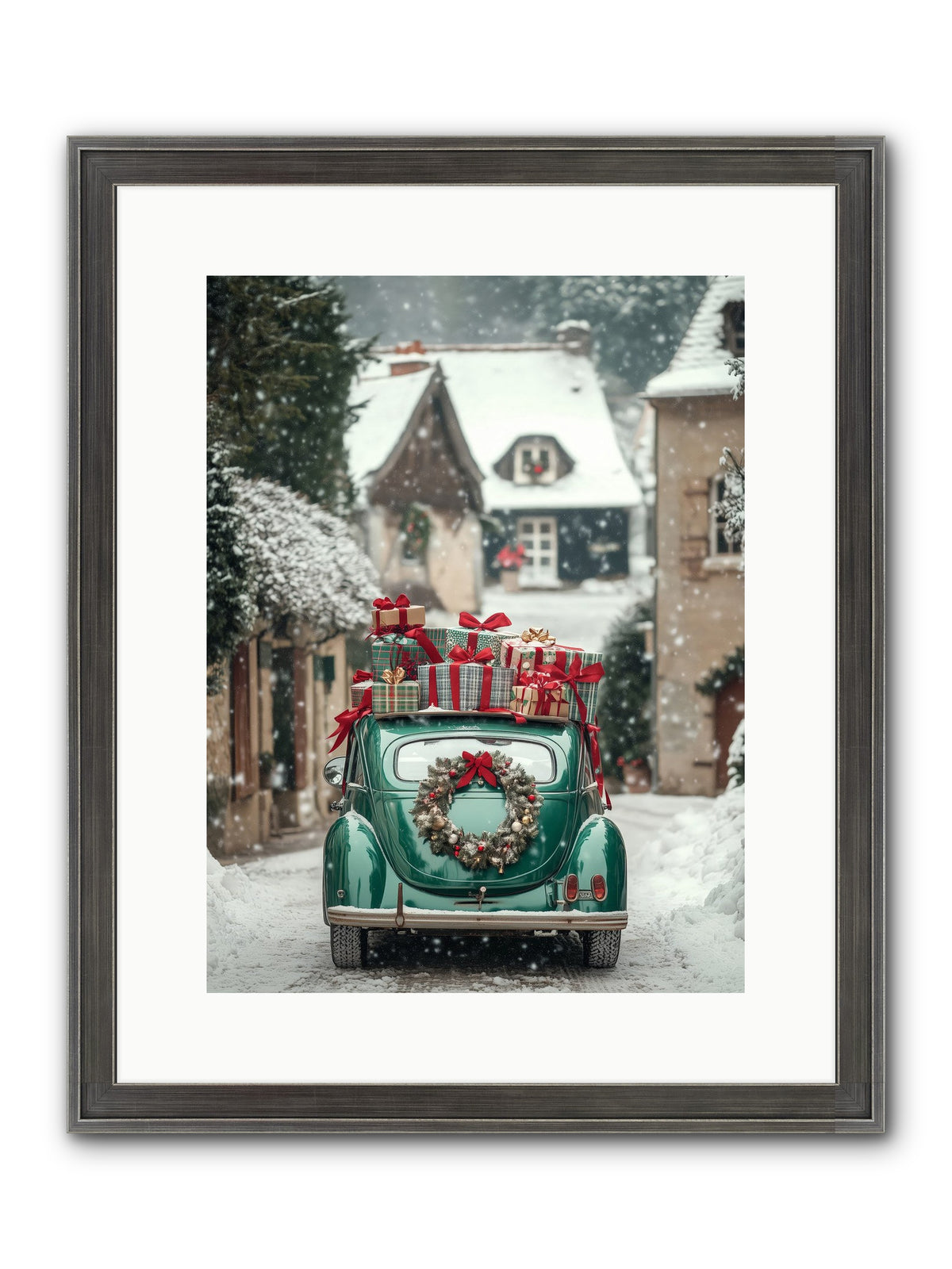 Yuletide Wheels Framed Print - Slimwoods Black/Silver 12x16