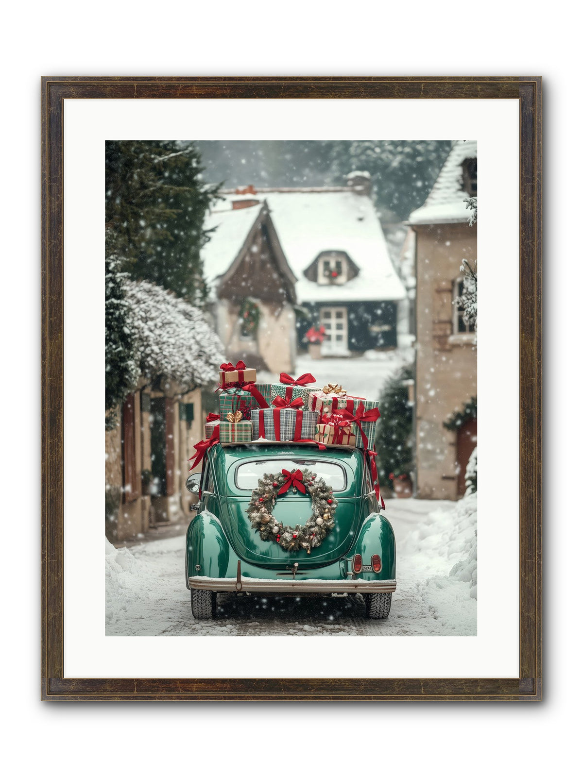 Yuletide Wheels Framed Print - Slimwoods Black/Gold 18x24