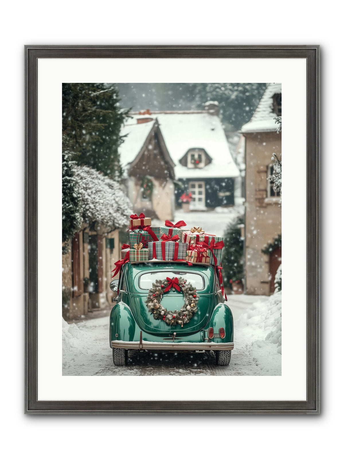 Yuletide Wheels Framed Print - Slimwoods Black/Silver 18x24