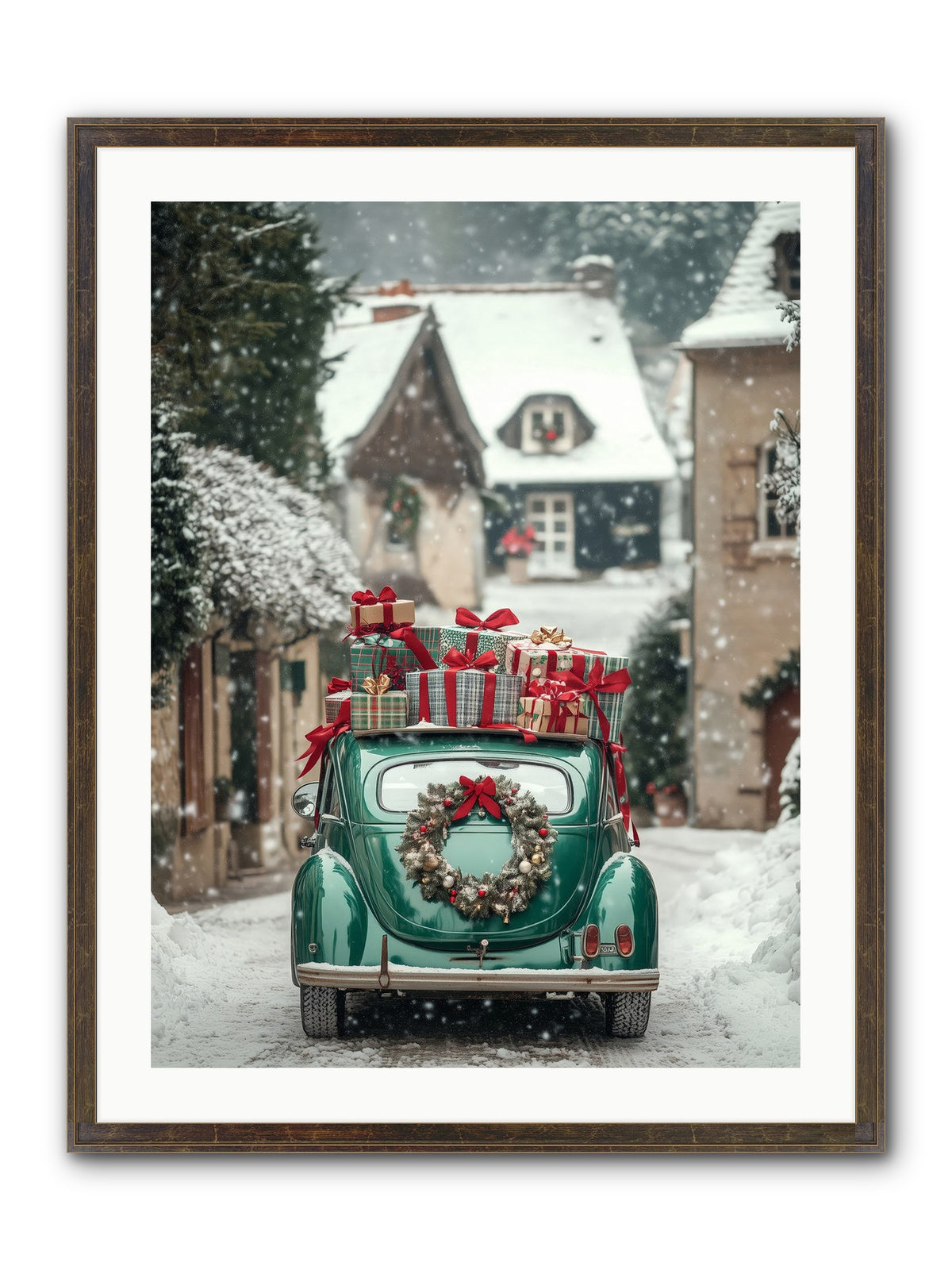 Yuletide Wheels Framed Print - Slimwoods Black/Gold 24x32
