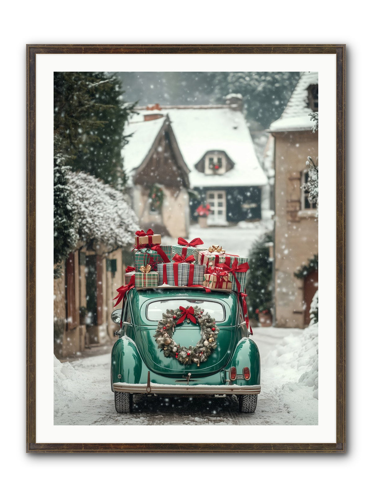 Yuletide Wheels Framed Print - Slimwoods Black/Gold 30x40
