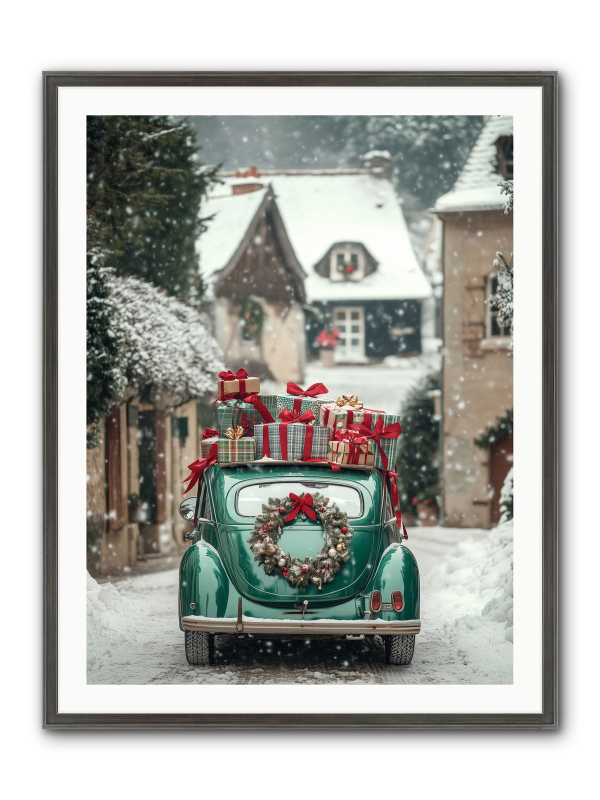 Yuletide Wheels Framed Print - Slimwoods Black/Silver 30x40