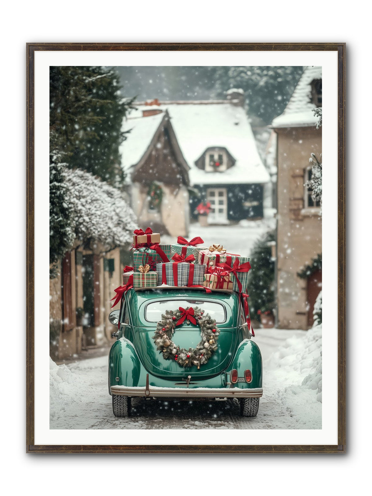 Yuletide Wheels Framed Print - Slimwoods Black/Gold 36x48