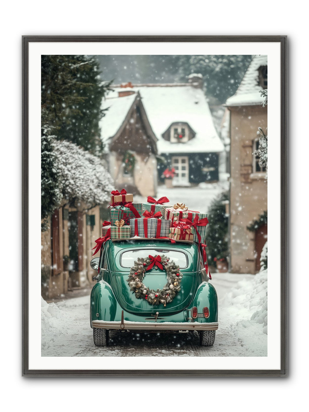 Yuletide Wheels Framed Print - Slimwoods Black/Silver 36x48