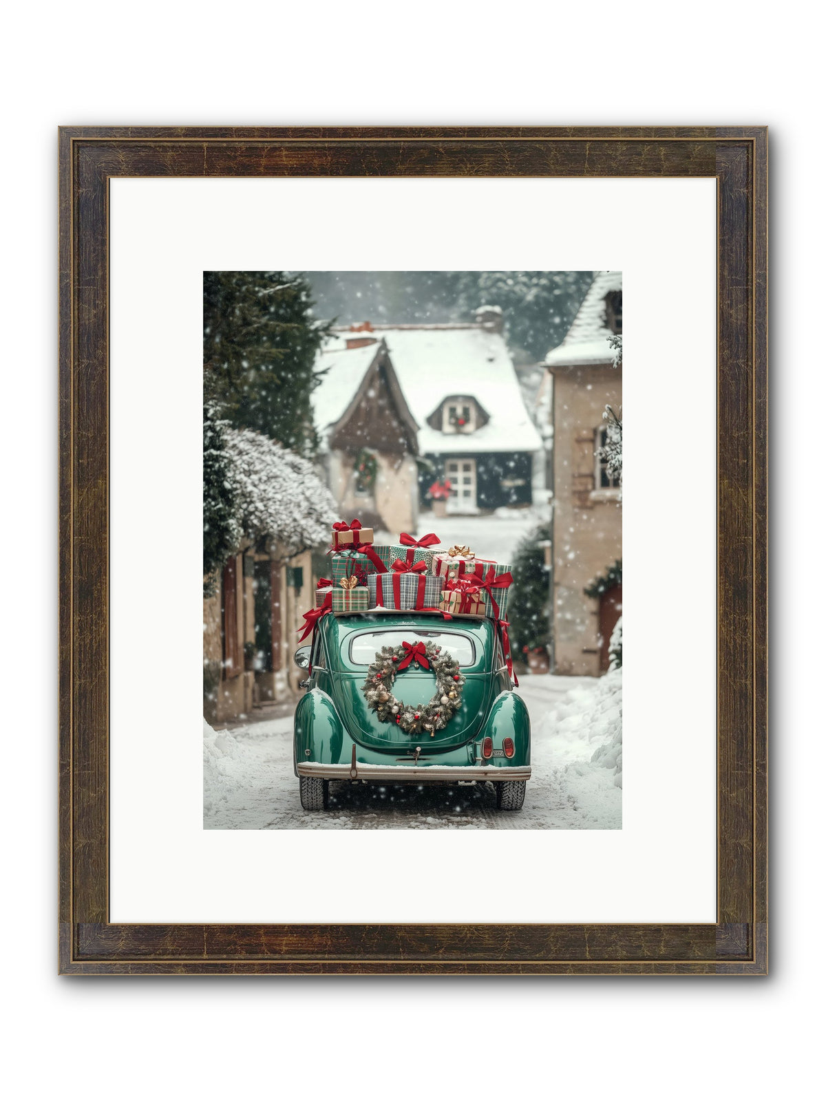 Yuletide Wheels Framed Print - Slimwoods Black/Gold 9x12