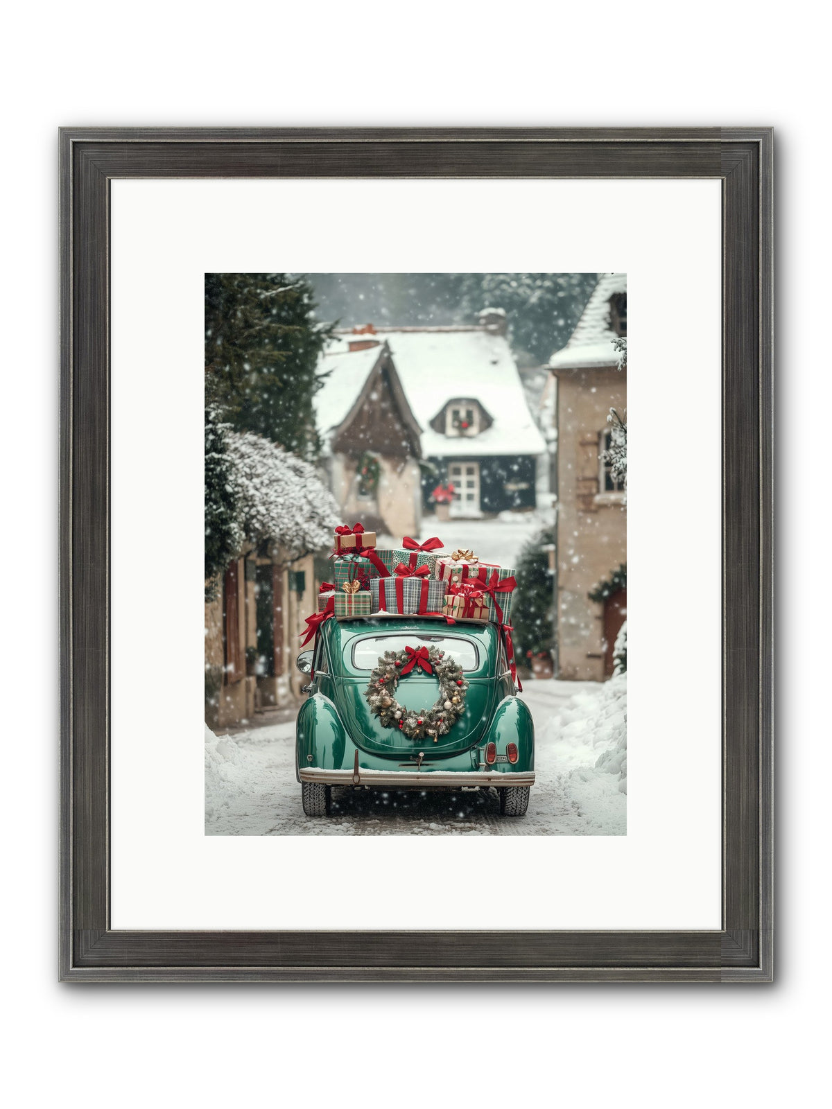 Yuletide Wheels Framed Print - Slimwoods Black/Silver 9x12